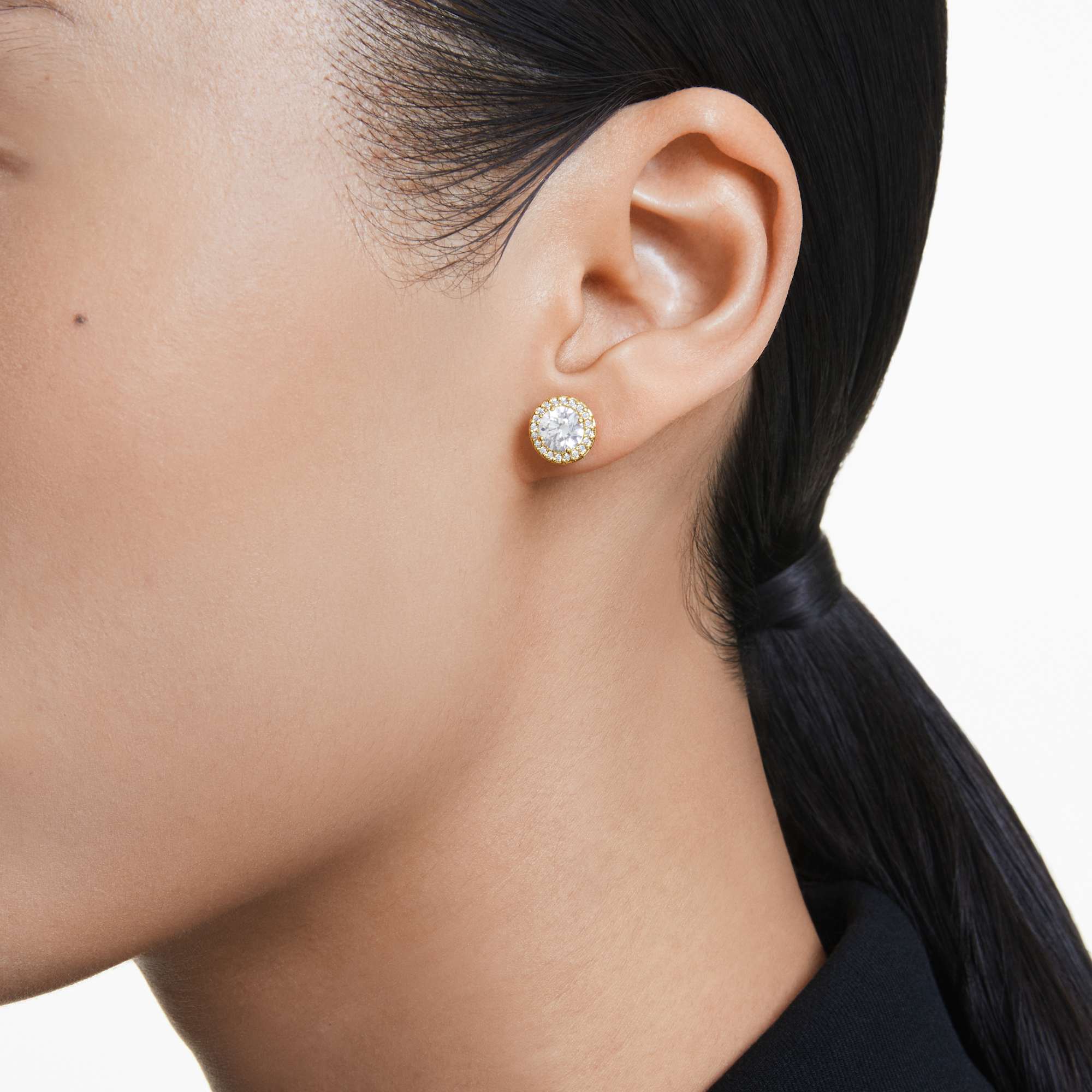 Una stud earrings Round cut, Gold tone, Gold-tone plated - Image 5