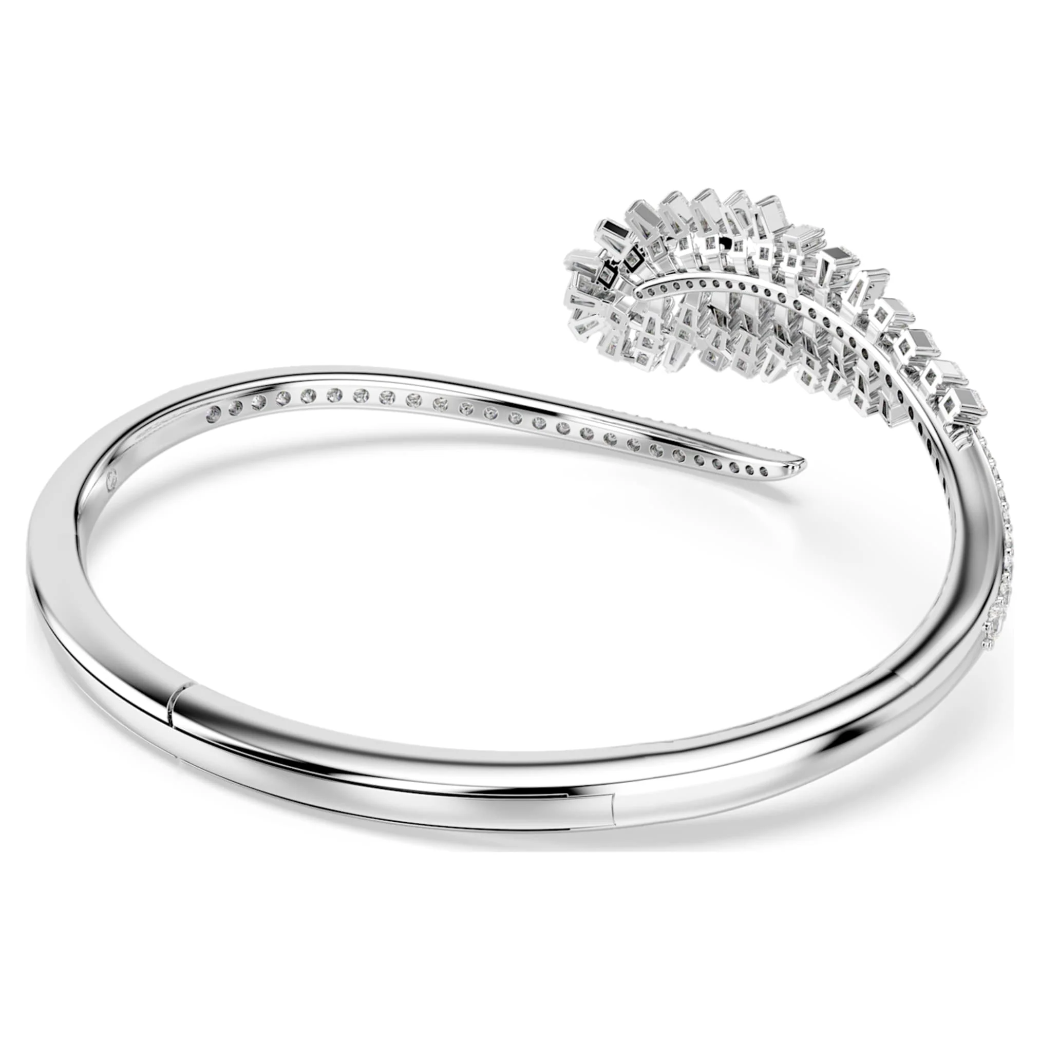 Vienna bangle Mixed cuts, Feather, White, Rhodium plated - Image 4