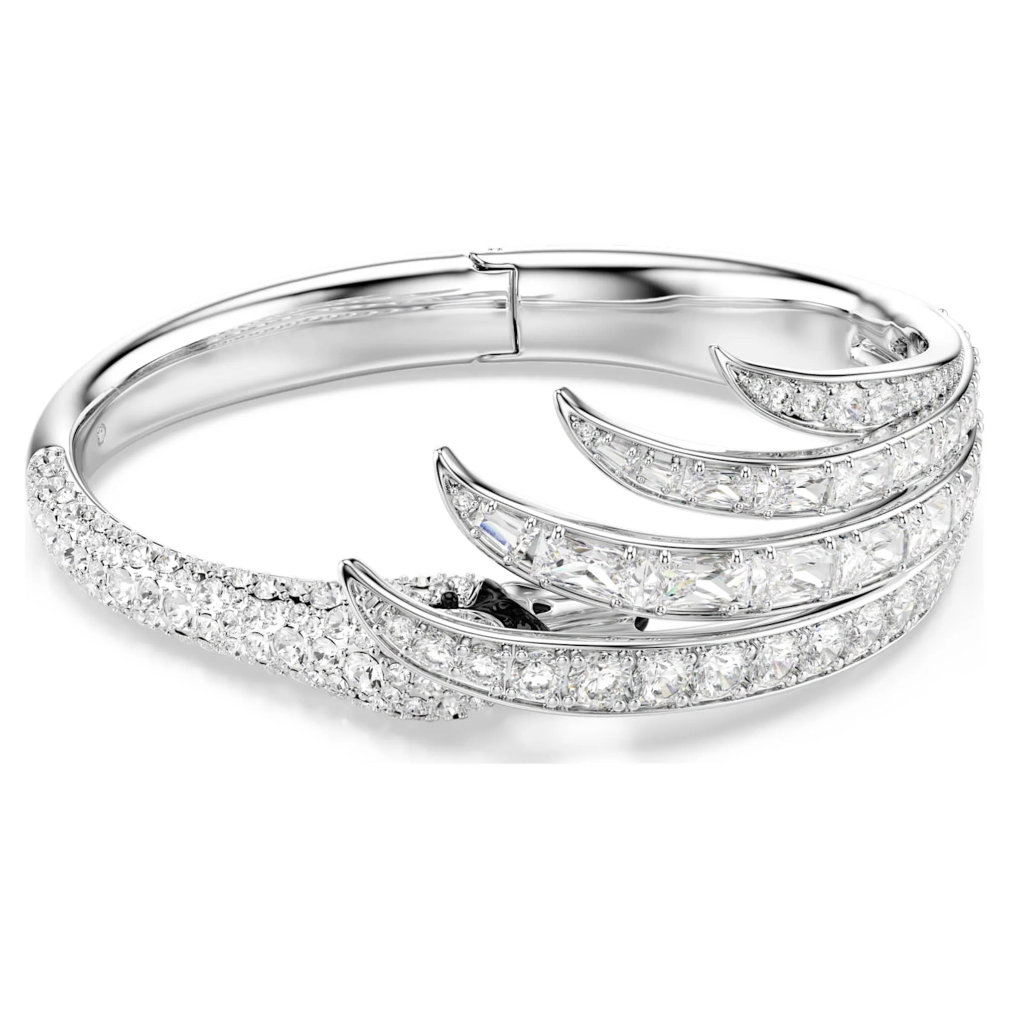 Vienna bangle Mixed cuts, Swan, White, Rhodium plated