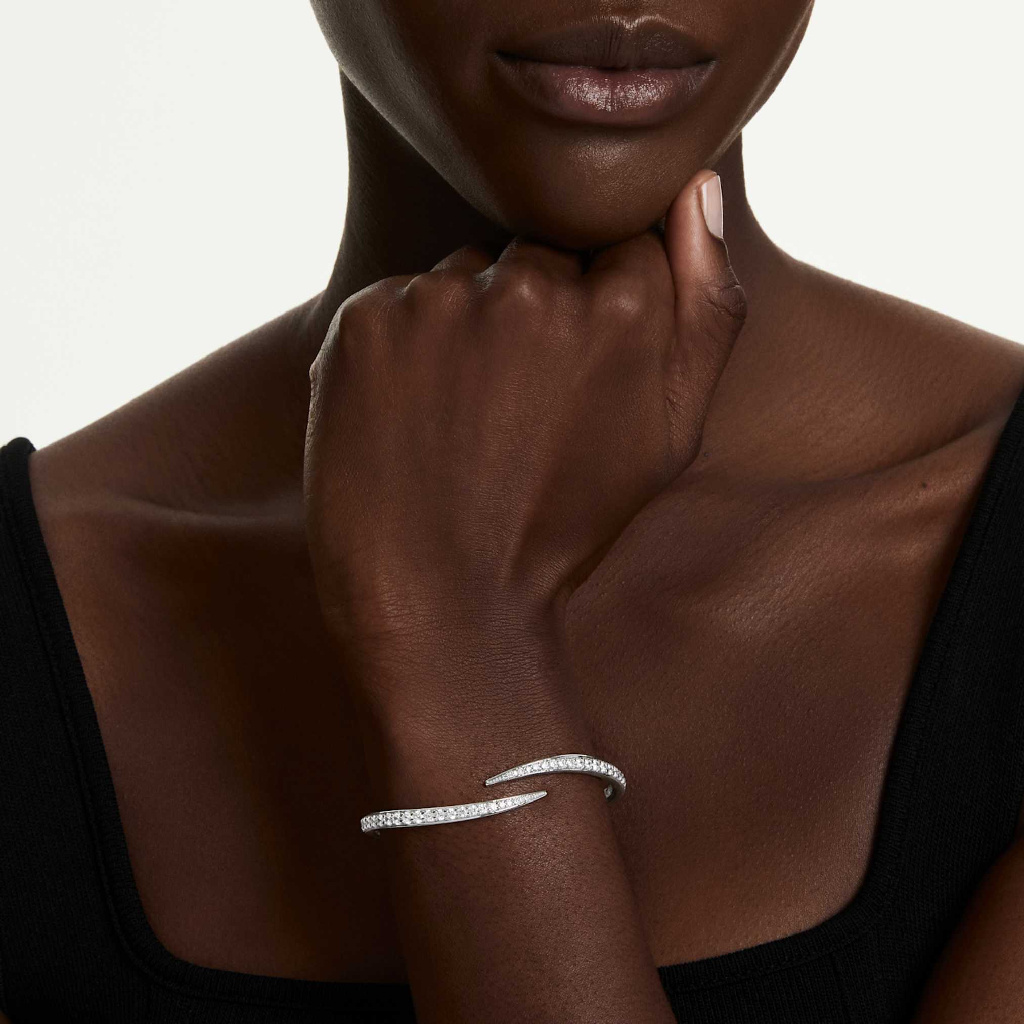 Vienna bangle Round cut, Swan, White, Rhodium plated - Image 5