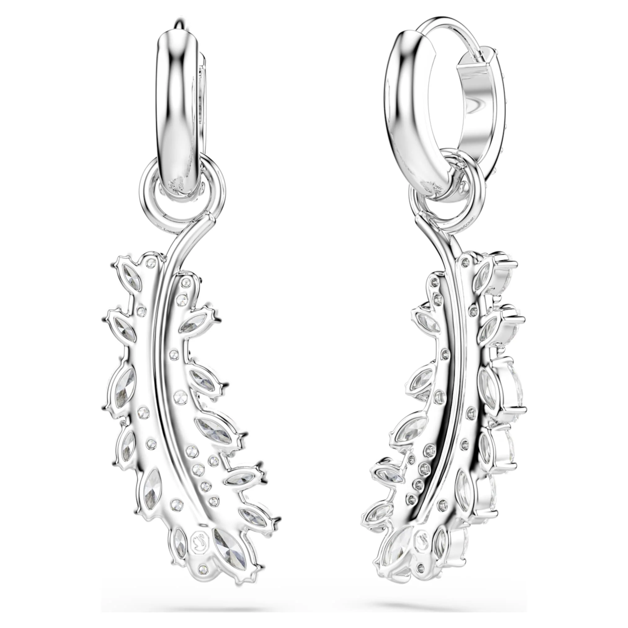 Vienna earrings Mixed cuts, Feather, White, Rhodium plated - Image 4