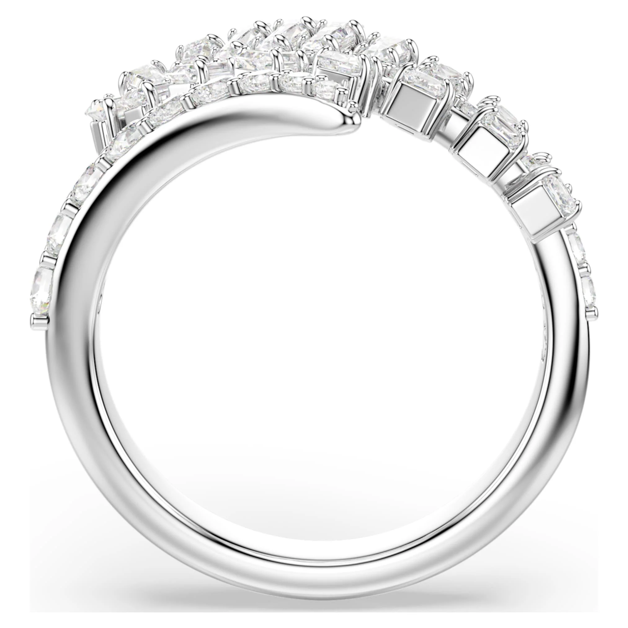 Vienna open ring Mixed cuts, Feather, White, Rhodium plated - Image 3