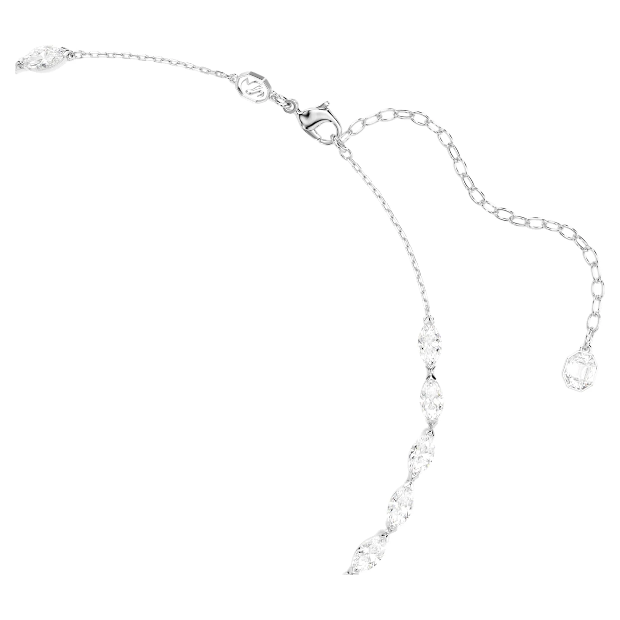 Vienna Y necklace Mixed cuts, Feather, White, Rhodium plated - Image 3