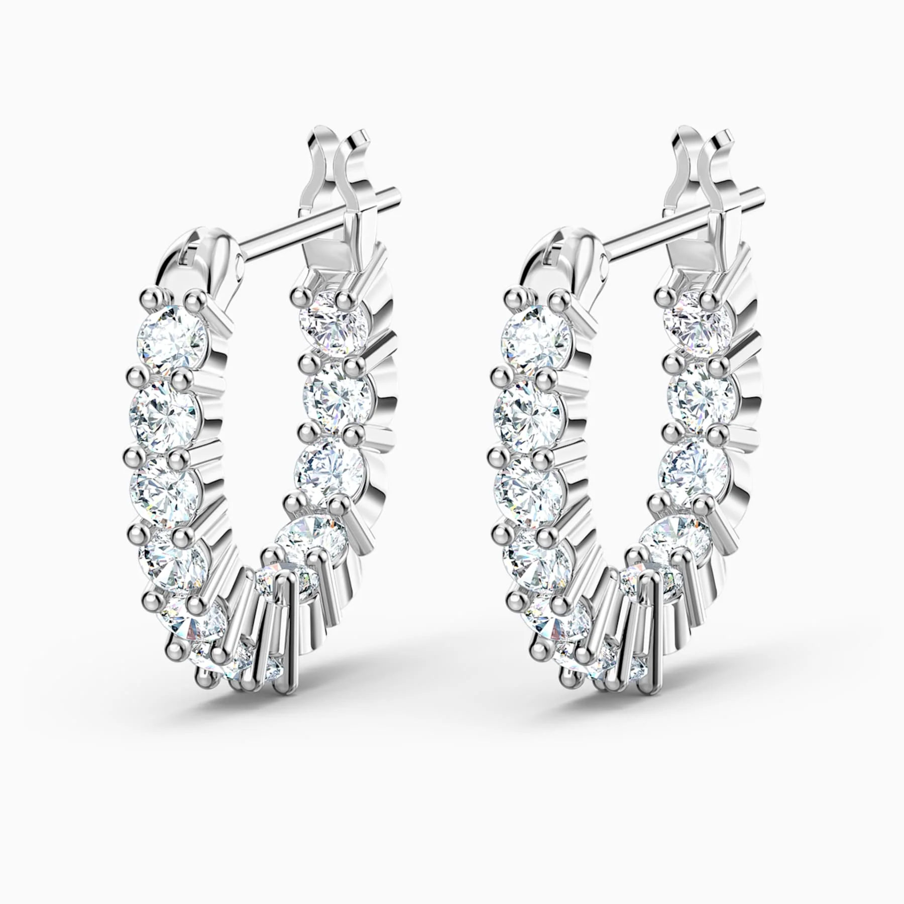 Vittore hoop earrings Round cut, White, Rhodium plated