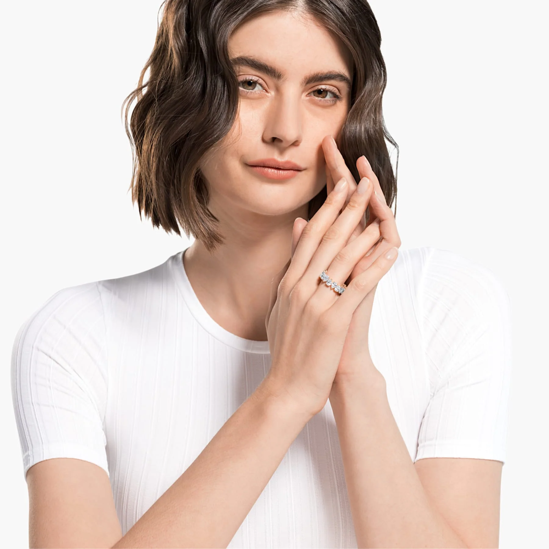 VITTORE PEAR RING, WHITE, ROSE-GOLD TONE PLATED - Image 4