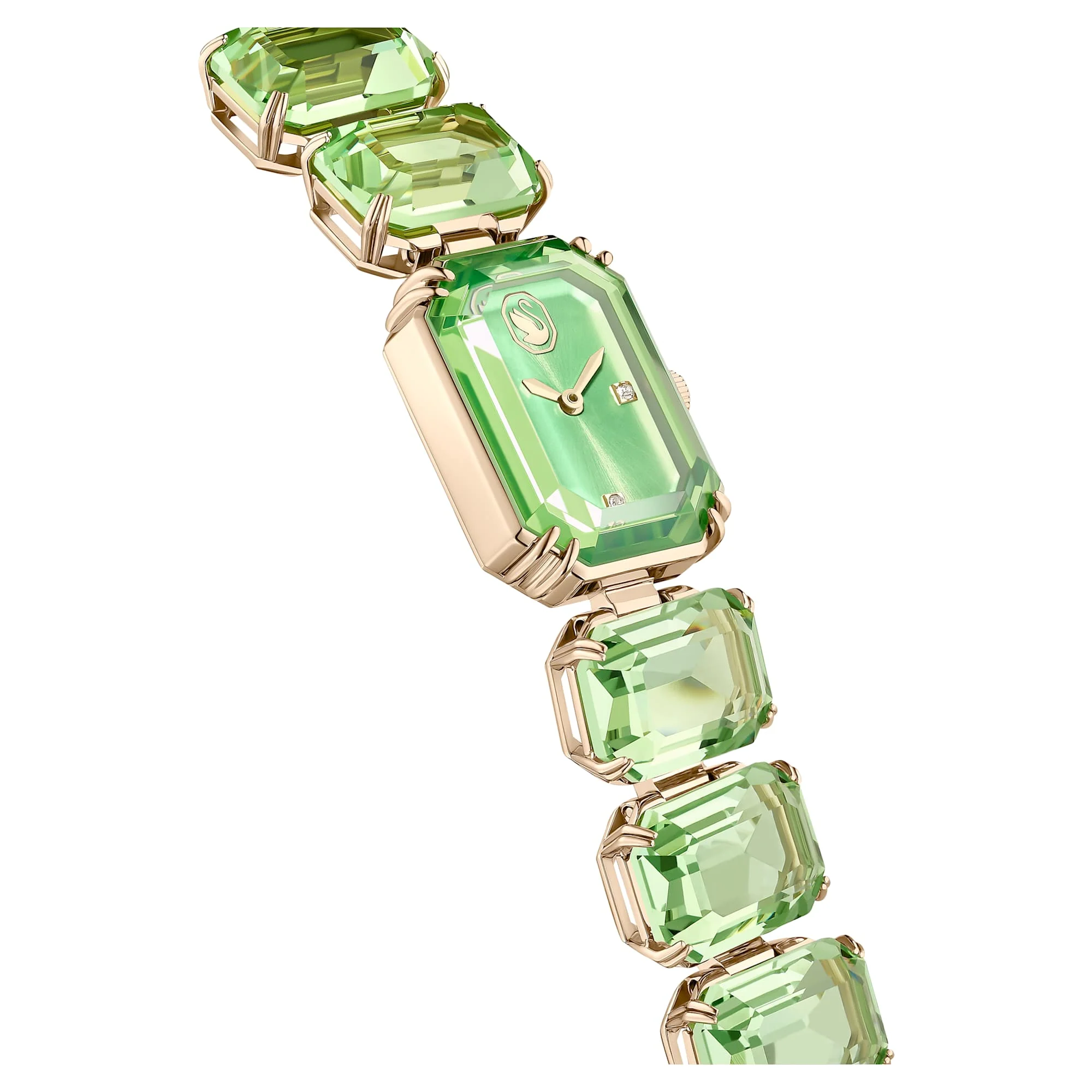 Watch Octagon cut bracelet, Green, Champagne gold-tone finish - Image 5