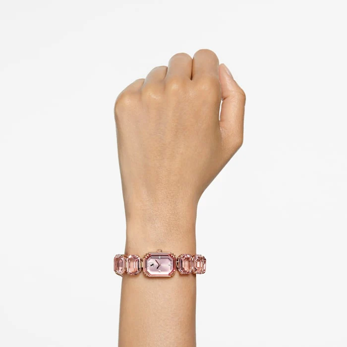 Watch Octagon cut bracelet, Pink, Rose gold-tone finish - Image 8