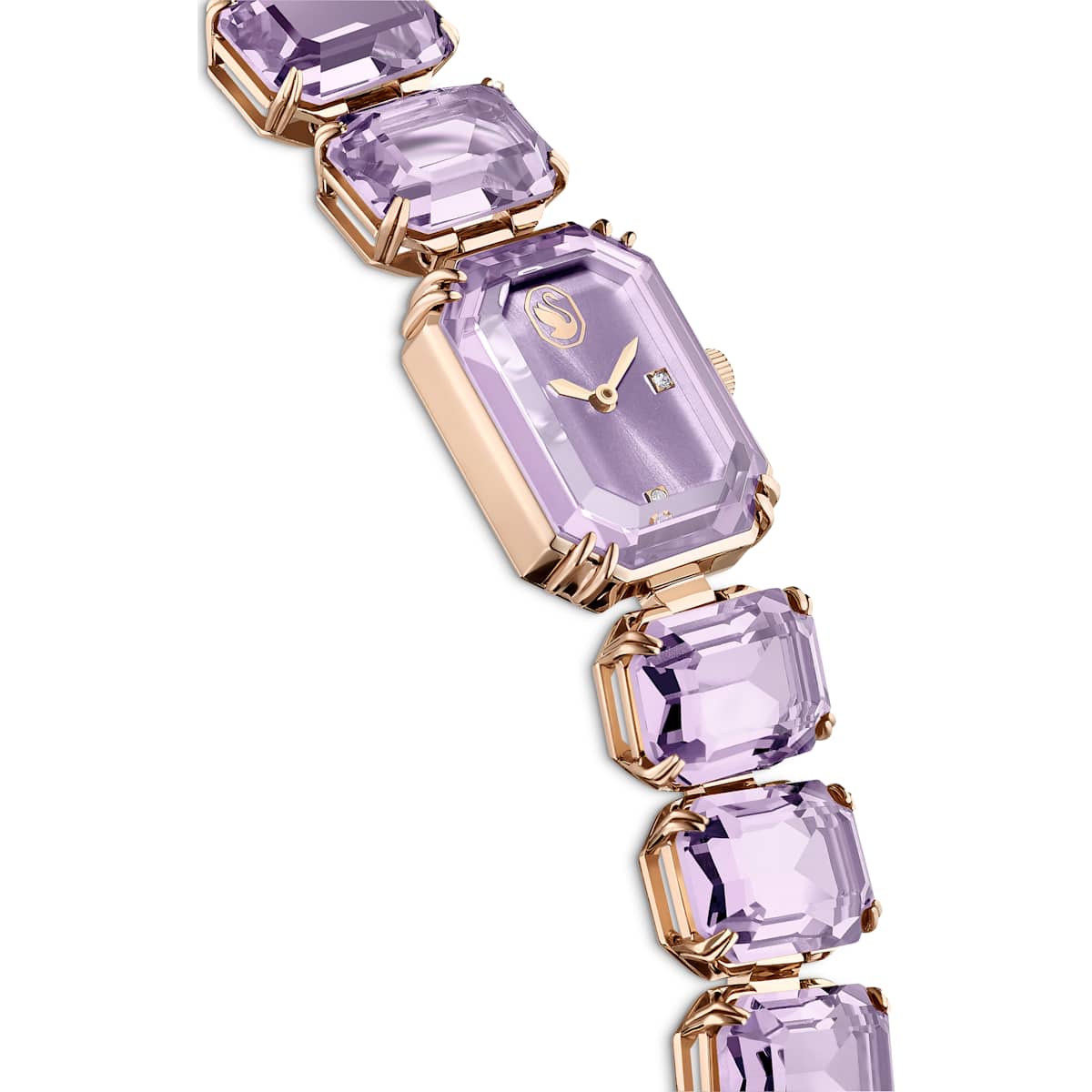 Watch Octagon cut bracelet, Purple, Champagne gold-tone finish - Image 5