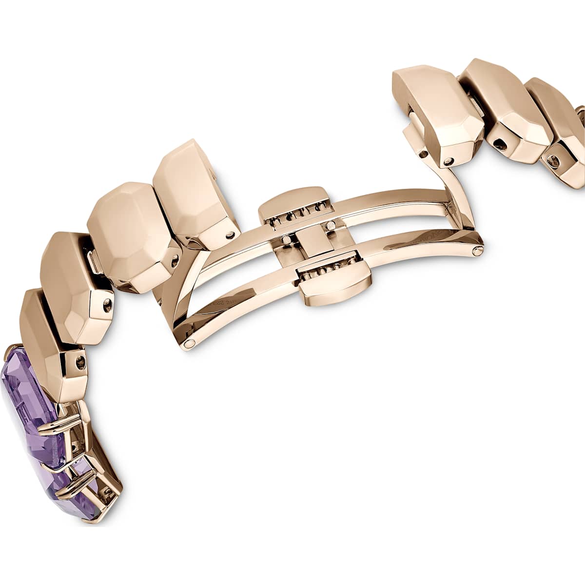 Watch Octagon cut bracelet, Purple, Champagne gold-tone finish - Image 6